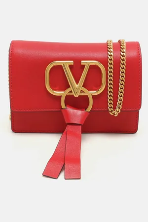 VALENTINO Leather VRing Chain Crossbody Bag