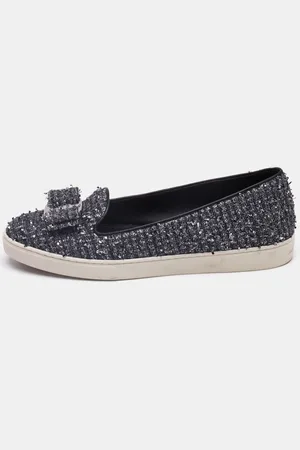 Salvatore Ferragamo Tweed Novello Slip On Sneakers Size 37.5