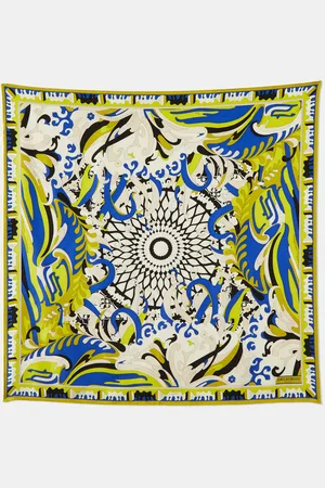 Emilio Pucci Lime/Blue Iride Print Silk Scarf