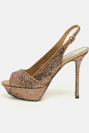 Sergio Rossi Glitter Slingback Platform Sandals Size 40.5
