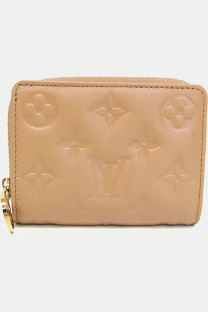 LOUIS VUITTON Camel Lamb Leather Monogram Lou Wallet