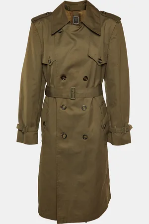 Dior Christian Vintage Khaki Cotton Blend Long Coat M