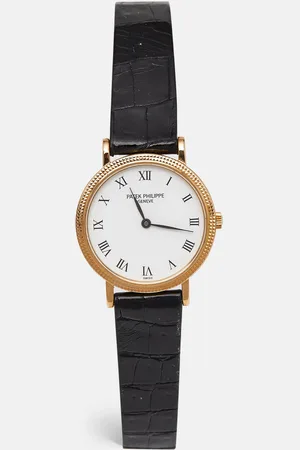 PATEK PHILIPPE 18K Yellow Gold Alligator Leather Calatrava 4819 Women