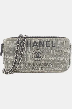 CHANEL Canvas Deauville Line Chain Wallet