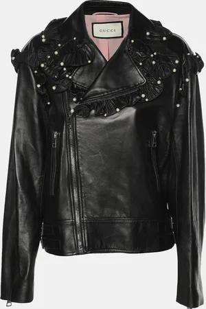 Gucci Leather Embellished Jacket M