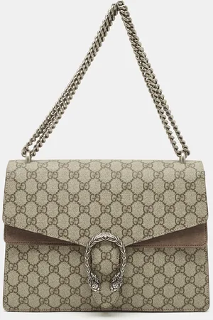 Gucci GG Supreme Canvas and Suede Medium Dionysus Shoulder Bag