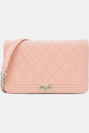 CHANEL Leather Boy Wallet On Chain