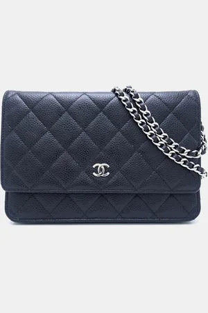 CHANEL Caviar Skin Matelasse Wallet On Chain