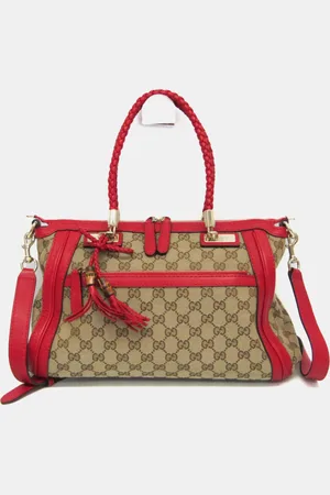 Gucci And Red GG Canvas Leather Shoulder Bag
