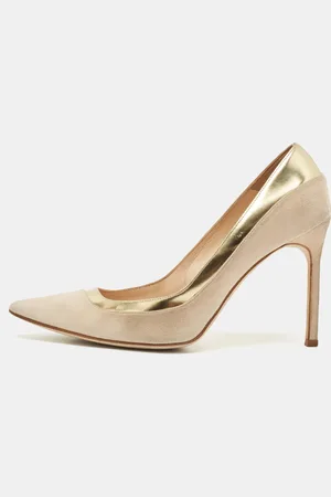 Manolo Blahnik Two Tone Suede Leather Bipunta Pointed Toe Pumps Size 38.5