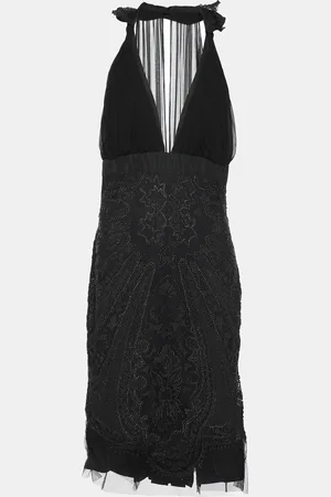 Gucci Silk Blend Embellished Halter Neck Midi Dress M