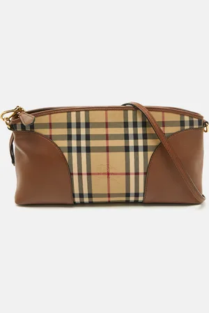 Burberry /Beige House Check Canvas and Leather Small Chichester Crossbody Bag