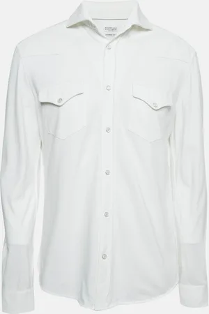 Brunello Cucinelli Cotton Pique Long Sleeve Long Shirt L