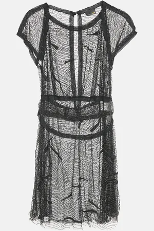 Fendi Embroidered Tulle Metal Embellished Sheer Mini Dress M