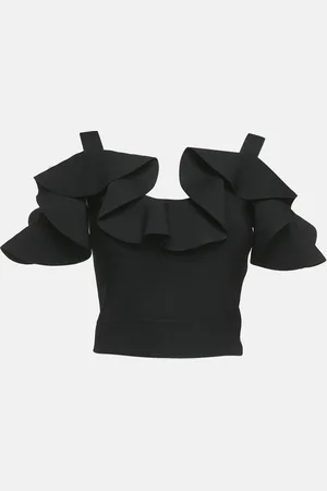 Alexander McQueen Knit Engineered Ruffle Crop Top XS