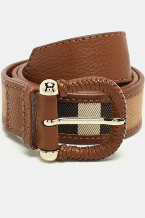 Burberry /Brown Nova Check Canvas and Leather Buckle Belt 90CM