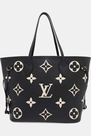 LOUIS VUITTON Noir and Monogram Empreinte Leather Neverfull MM Tote Bag
