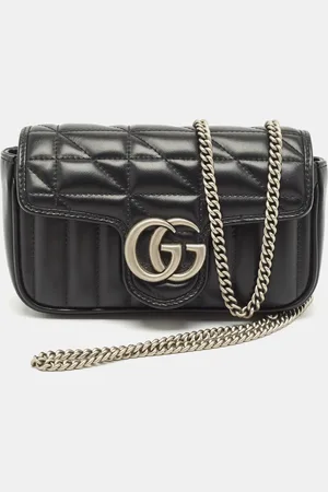 Gucci Matelassé Aria Leather Super Mini GG Marmont Shoulder Bag