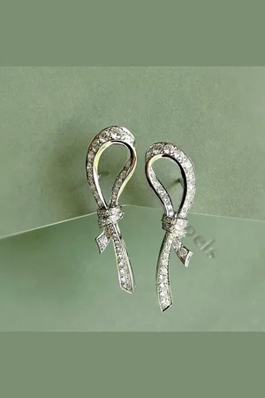Van cleef 18K Gold Full Diamond Bow Earrings