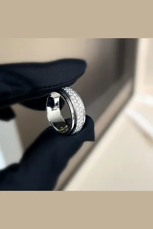 PIAGET 18K Gold Full Diamond Revolving Ring EU 56