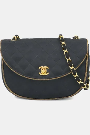 CHANEL Satin Crescent Chain Shoulder Bag