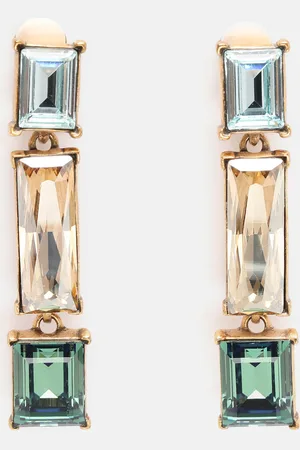 Oscar de la Renta Tone Metal Crystal Drop Earrings