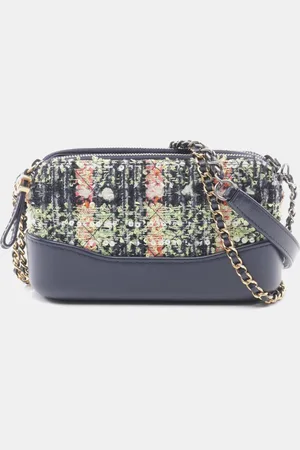 CHANEL Navy Fabric and Leather Gabrielle Shoulder Bag