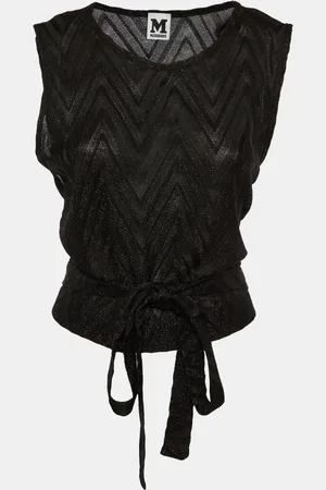 M Missoni Lurex Knit Front Tie Detail Sleeveless Top L