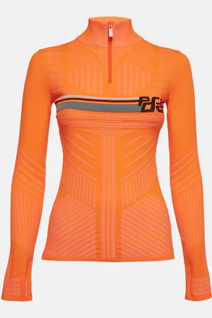 Prada Neon Patterned Jersey High Neck Technical Top M