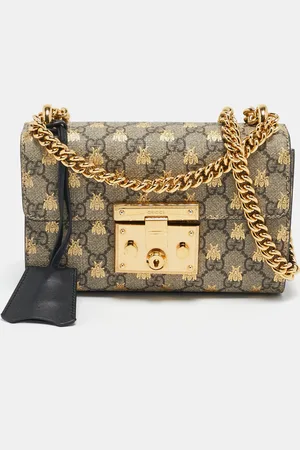 Gucci /Beige GG Supreme Canvas and Leather Small Padlock Crossbody Bag
