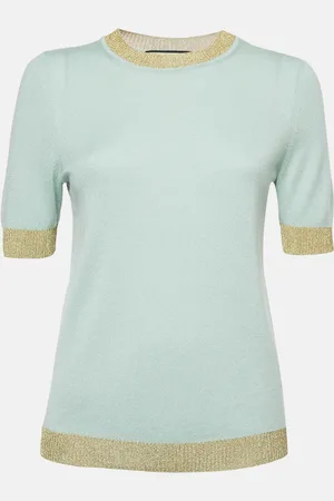 Gucci Lurex Trim and Cashmere Knit Crewneck Top M