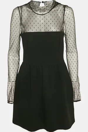 RED Valentino Knit and Tulle Long Sleeve Mini Dress XL