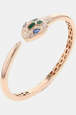 Bvlgari 18K Rose and Diamond Serpenti Seduttori Cuff Bracelet