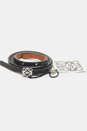 Loewe /Brown Leather Anagram Slim Waist Belt 95CM