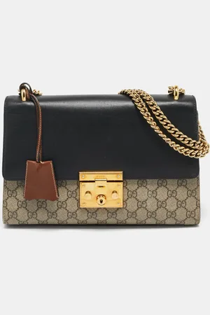 Gucci Tricolor GG Supreme Canvas and Leather Medium Padlock Shoulder Bag