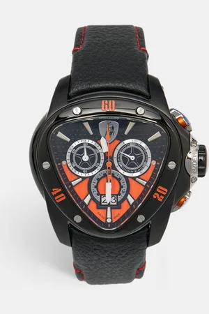 AUTOMOBILI LAMBORGHINI PVD Coated Stainless Steel Leather Spyder 1101 Men