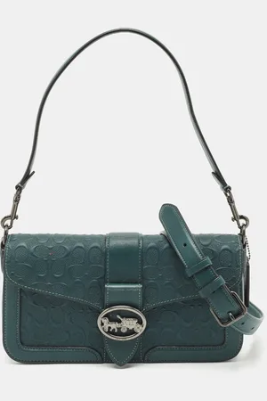 Coach Dark Signature Embossed Leather Georgie Shoulder Bag