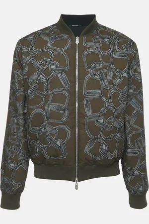 Hermès Cotton and Nylon Printed Reversible Zip-Up Bomber Jacket XL