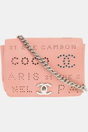 CHANEL Perforated Leather Chain Shoulder Bag