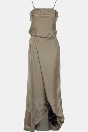 Emporio Armani Silk Floral Applique Detail Maxi Dress S