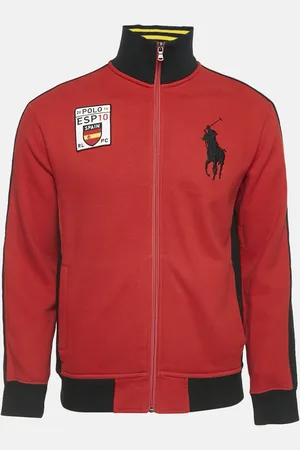 Ralph Lauren Logo Print Cotton Knit Zip-Up Jacket M