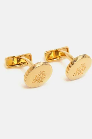 Dunhill Tone Metal AD Logo Circular Cufflinks