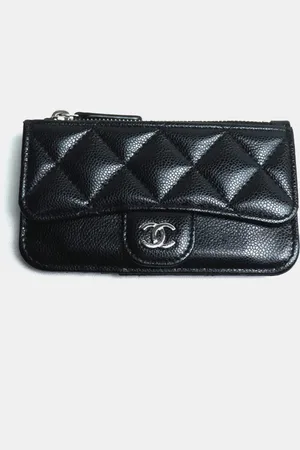 CHANEL Caviar Leather Card Case Coin Wallet