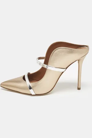 MALONE SOULIERS /Silver Leather Maureen Pointed Toe Mule Size 39.5