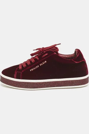 Philipp Plein Velvet Crystal Embellished Low Top Sneakers Size 38