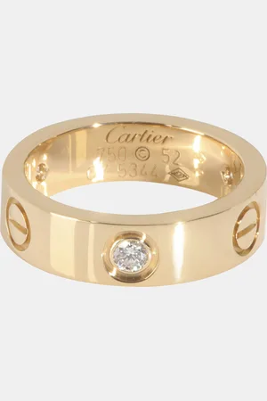 Cartier 18K Yellow and Diamond Love Band Ring EU 52
