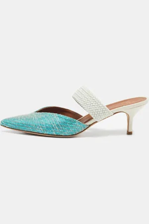 MALONE SOULIERS Woven Raffia and Fabric Maisie Heel Mules Size 39.5