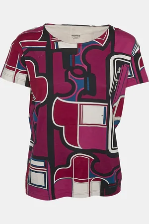 Hermès /Multicolor Printed Cotton Knit Round Neck Top S
