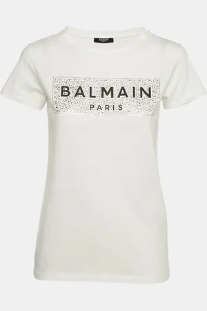 Balmain Kids Logo Embellished Cotton Crew Neck T-Shirt 12 Yrs