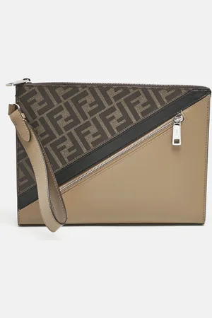 Fendi Tricolor FF Coated Canvas and Leather Diagonal Flat Pouch
